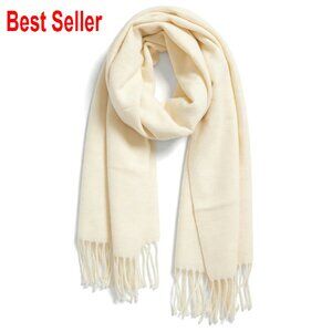 Oversized Cashmere-Feel Shawl Elegant Fringe Pashmina Wrap Wedding Evening Wear